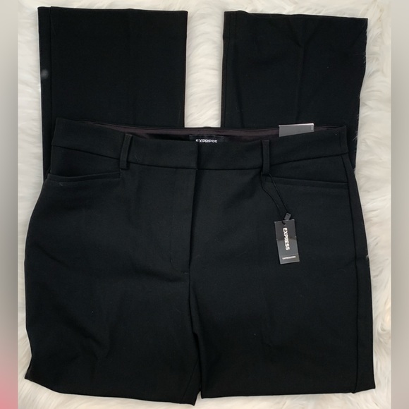 NWT Express Columnist Boot Cut High Rise Black Trousers Pleated Pants 14S - Picture 1 of 8